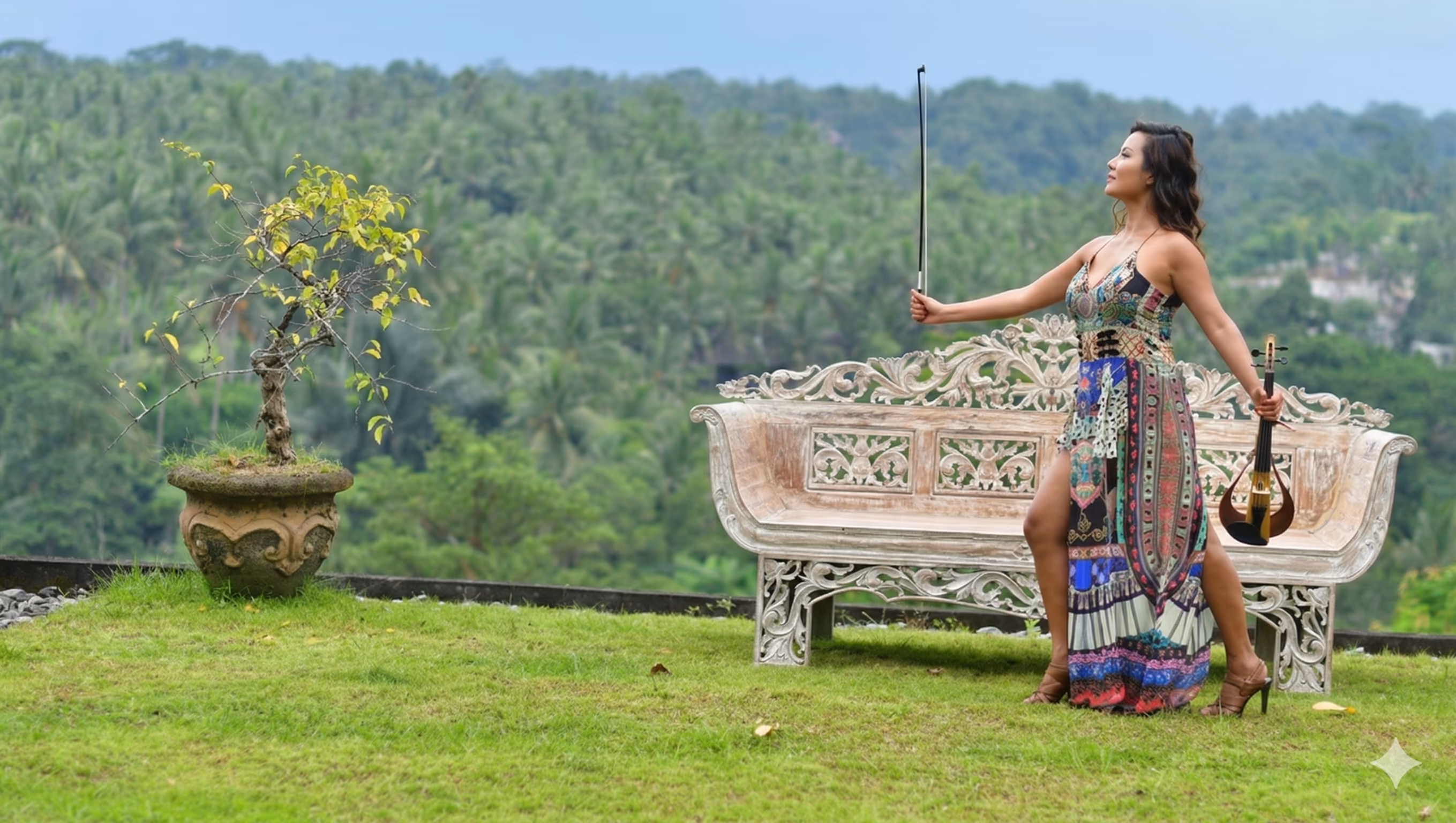 Yoomia performing outdoors in Bali